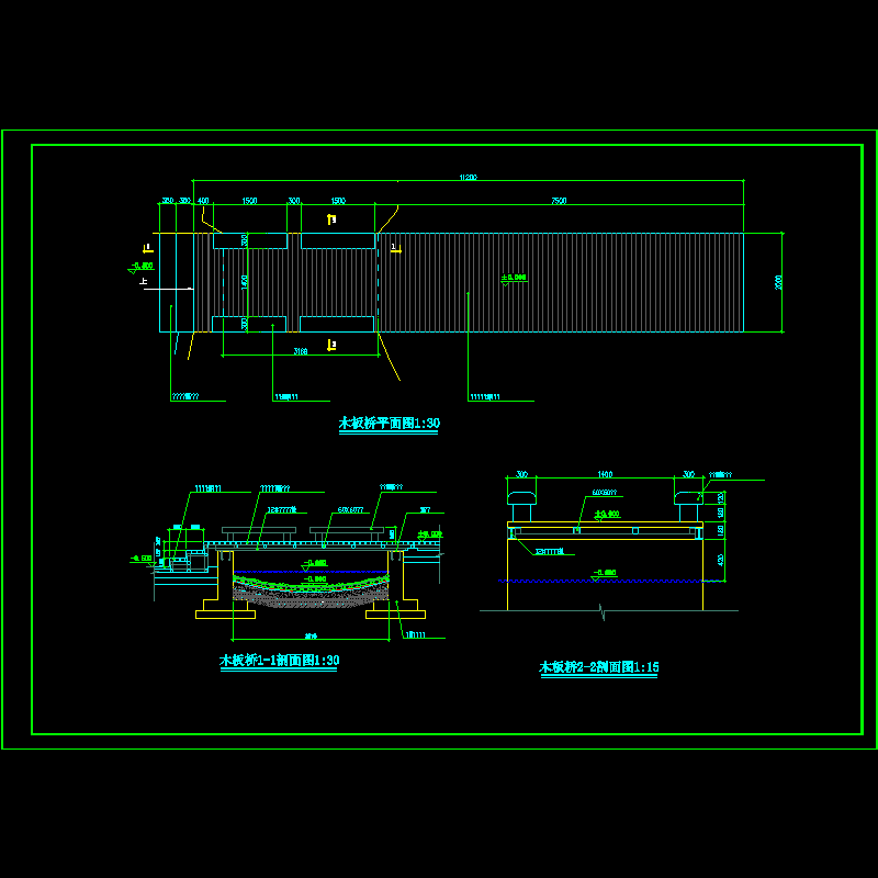 广场木板桥施工CAD详图纸(平面图)(dwg)