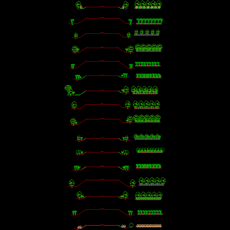 高速公路断面植物配置CAD图纸(dwg)