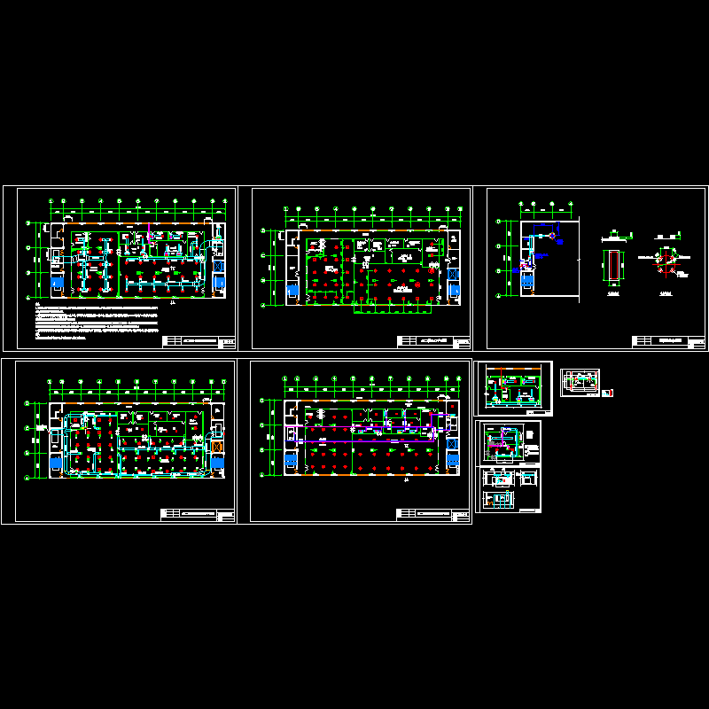 [CAD]725平米净化空调系统风水平面图纸.dwg