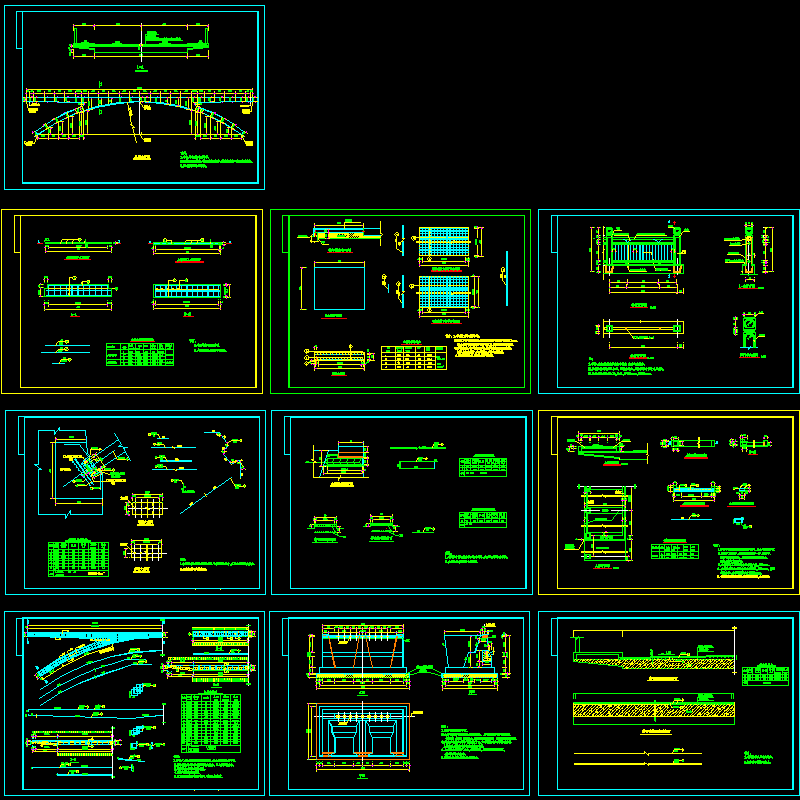 刚架拱桥施工dwg格式CAD大样图，共10张大样图(板配筋图)