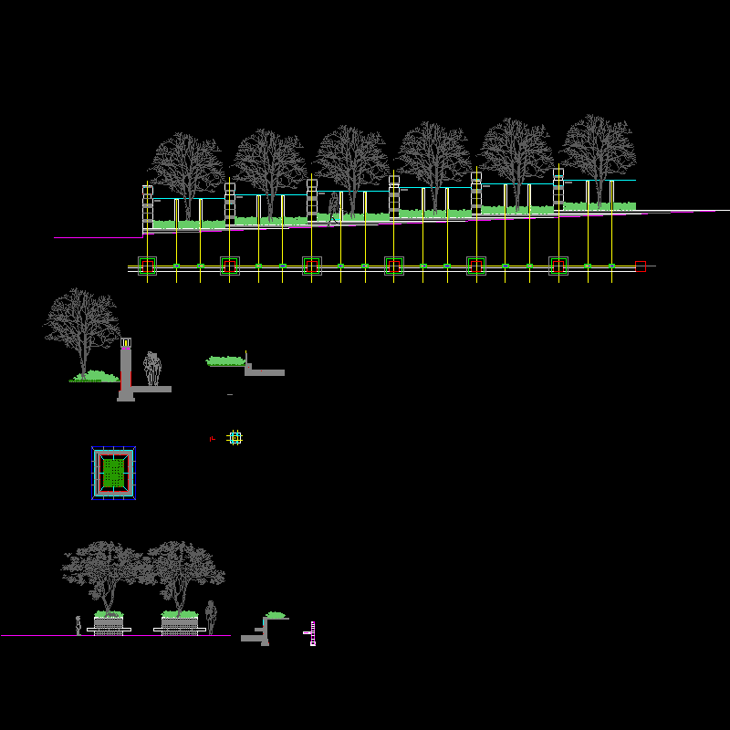 围墙及树池dwg格式CAD详图纸(节点)