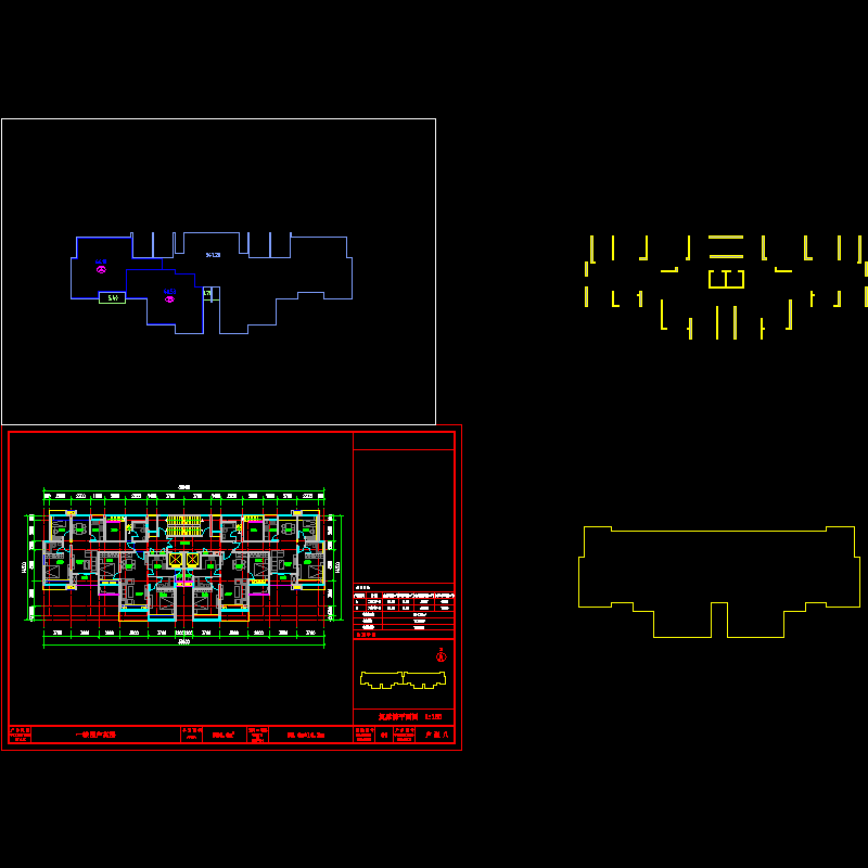 [CAD]一核四户高层住宅楼户型平面图纸（354平方米）.dwg