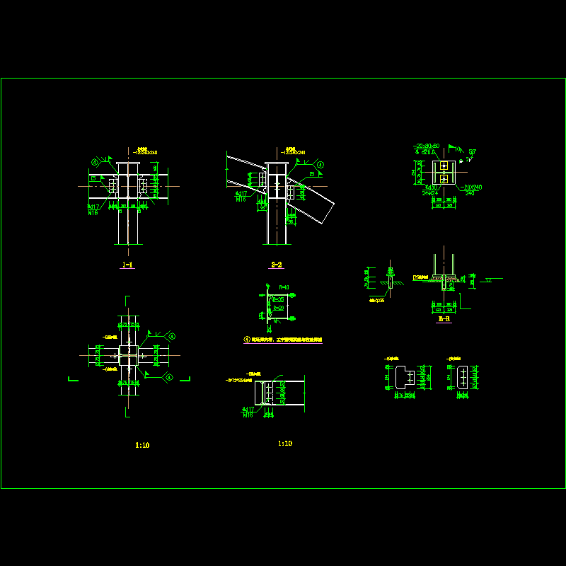 雨篷结构设计CAD图纸(地脚锚栓)(dwg)