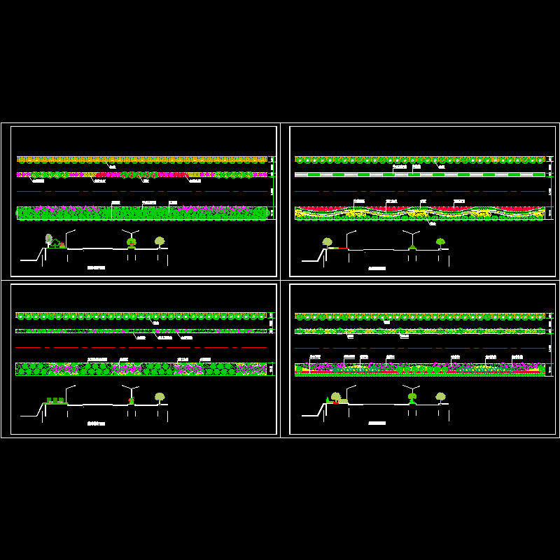 道路绿化标段及横断面CAD图纸(dwg)