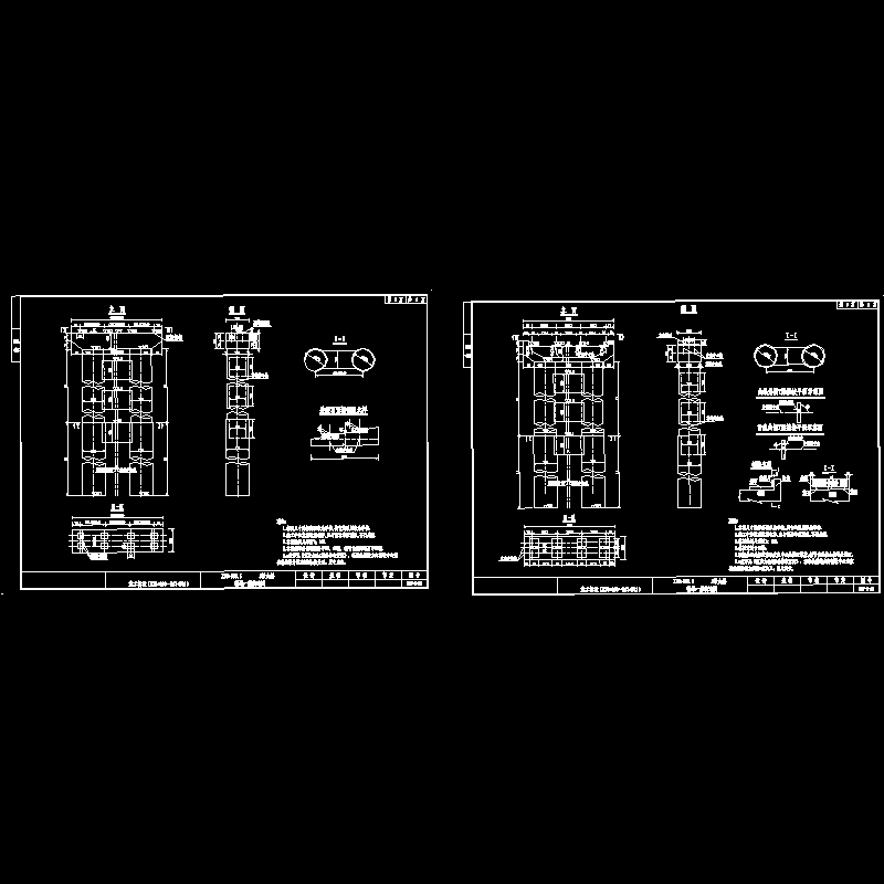 预应力混凝土连续刚构T梁桥墩一般构造节点CAD详图纸设计(dwg)