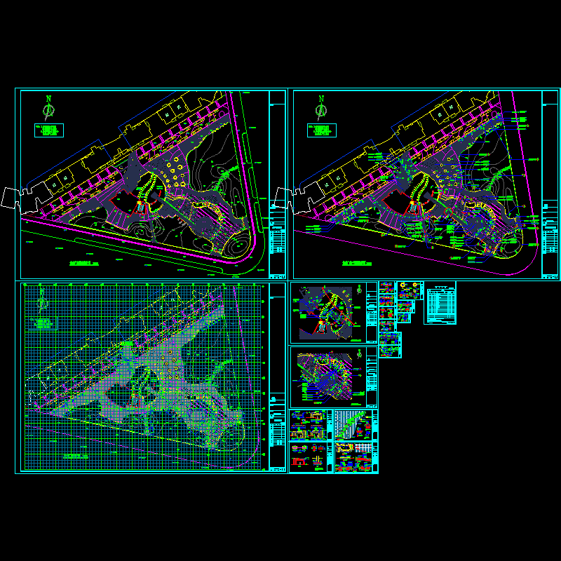 音乐广场施工套CAD图纸(dwg)