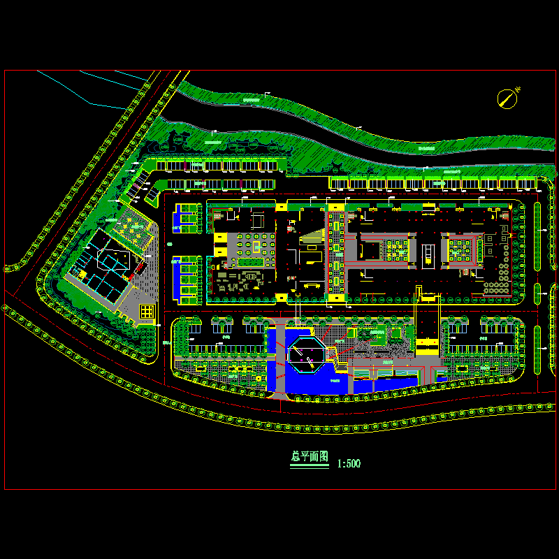 行政中心景观绿化总平面CAD图纸(dwg)