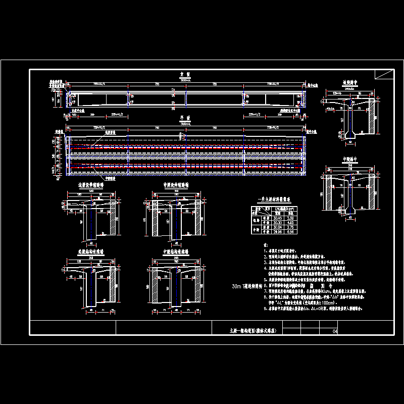 ty-t7-04 30m t梁连续刚构主梁一般构造图(整体式路基).dwg