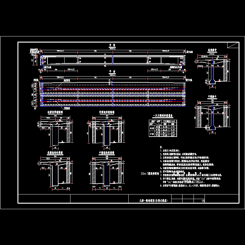 ty-t7-05 30m t梁连续刚构主梁一般构造图(分离式路基).dwg