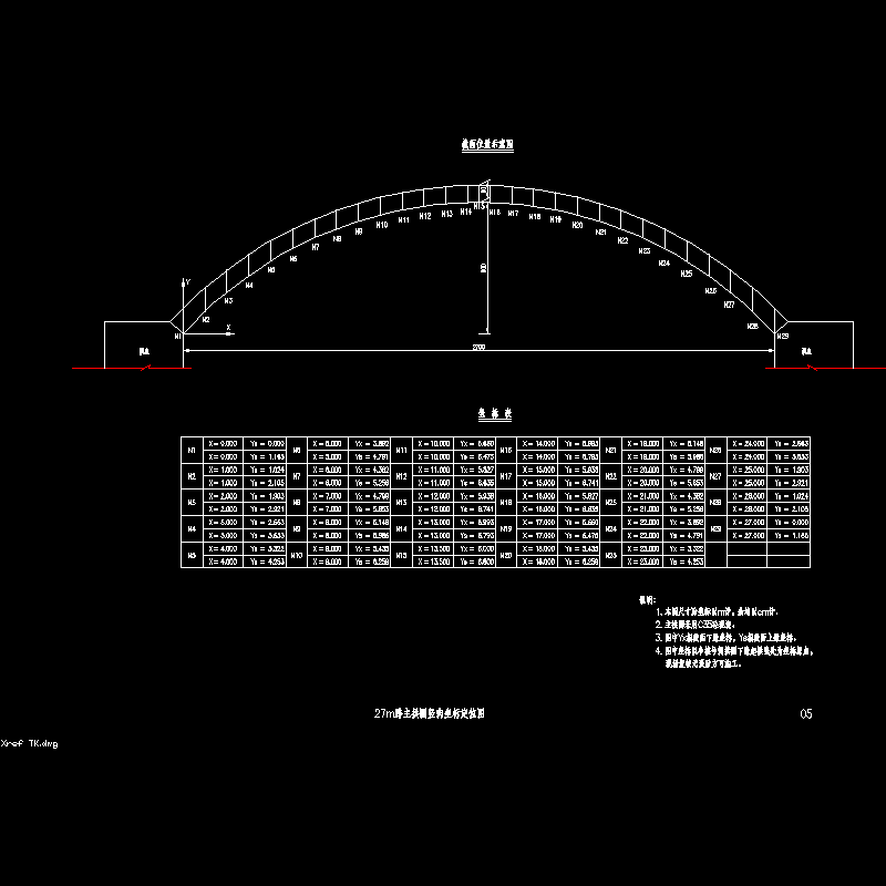 05 27m跨主拱圈竖向坐标定位图.dwg