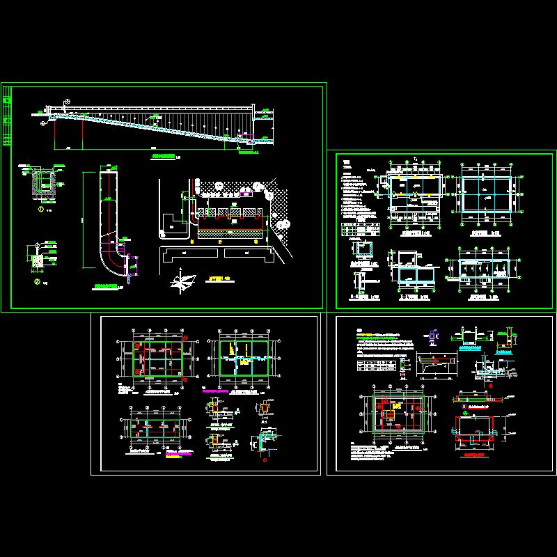 水泵房建筑CAD图纸、结构CAD图纸，共4张CAD图纸(dwg)