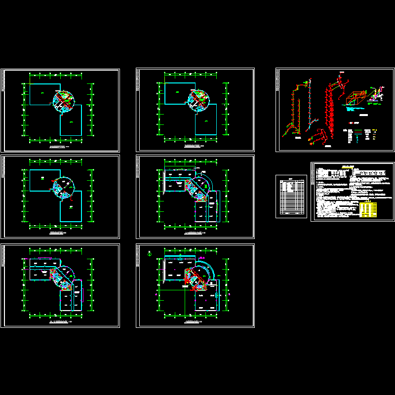 8层办公楼给排水消防系统设计施工cad图纸和施工总说明