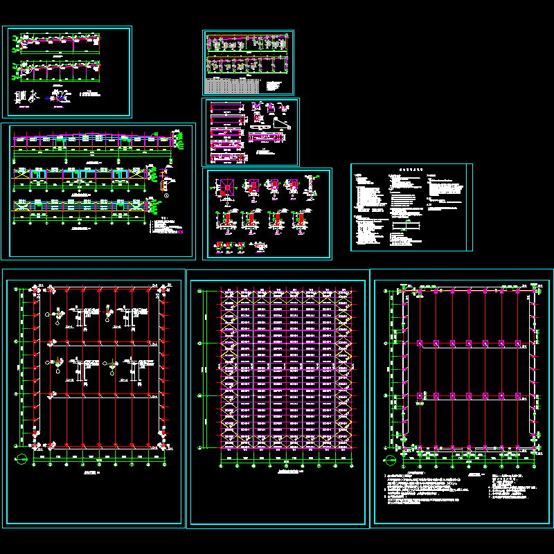 保鲜库结构设计CAD施工图纸，共9张(dwg)