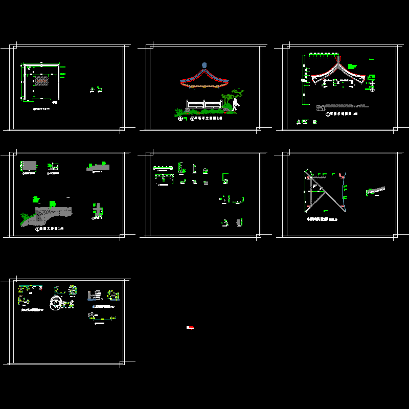 翠薇亭施工dwg和CAD图纸及节点详图纸(平立剖)