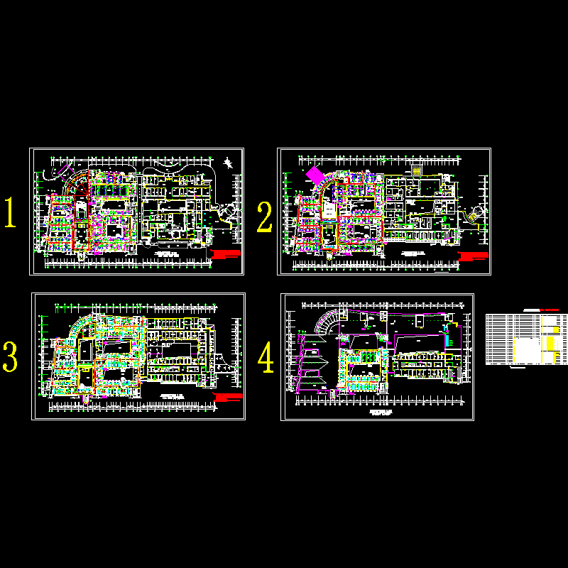 4层医院空调平面CAD图纸(dwg)