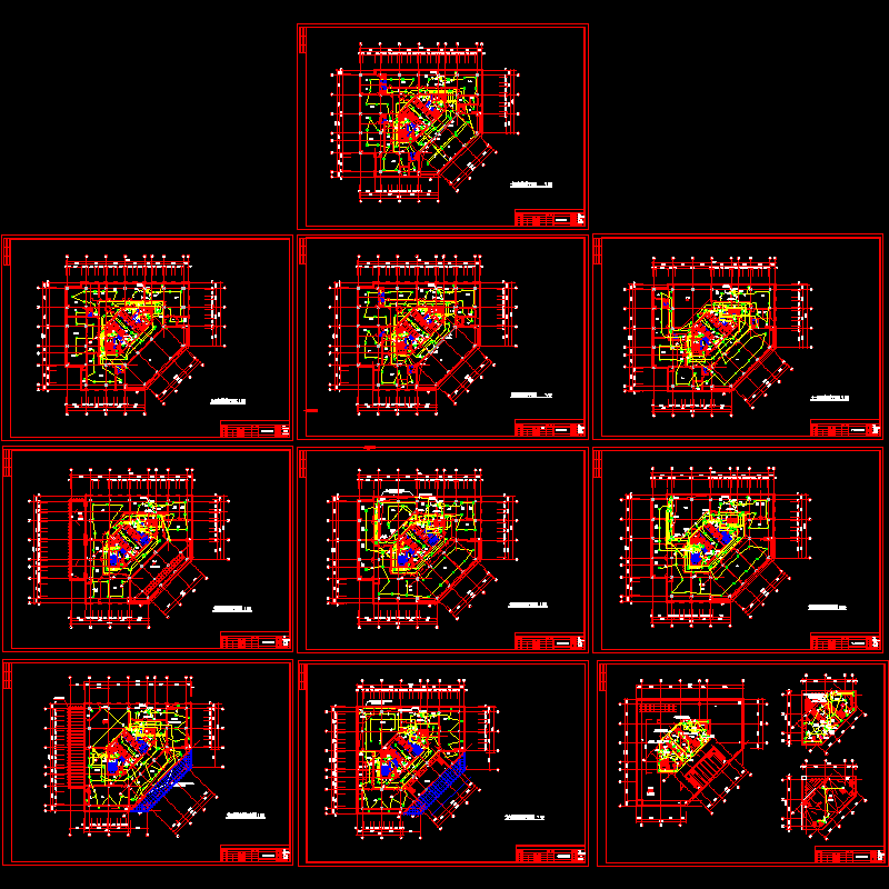 建筑物消防报警系统平面CAD图纸（10张）(dwg)