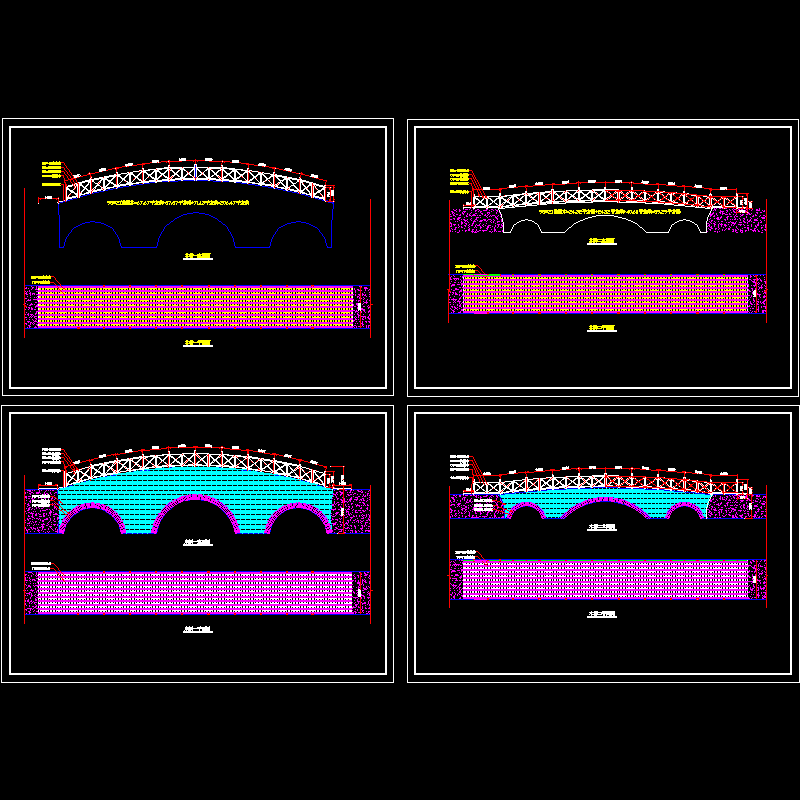 木桥平立面CAD图纸(设计方案)(dwg)