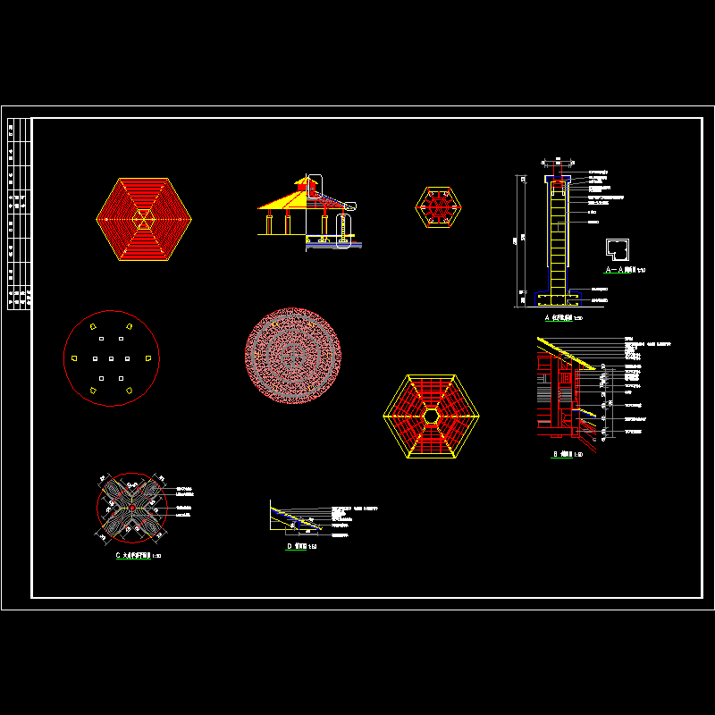 六角亭平面图 - 1