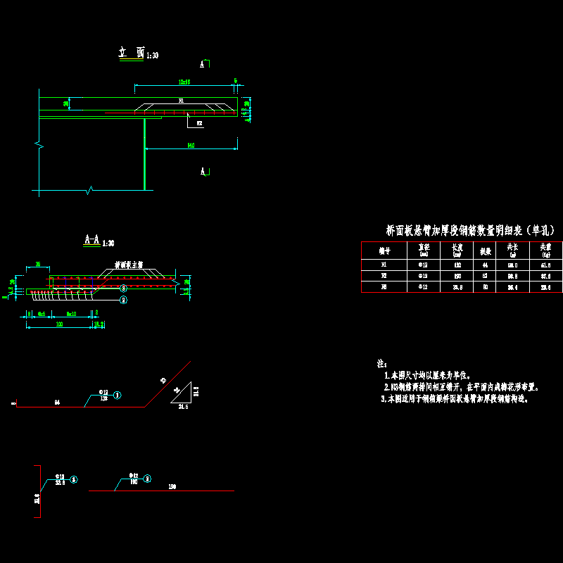 070 桥面板悬臂加厚段钢筋构造图.dwg