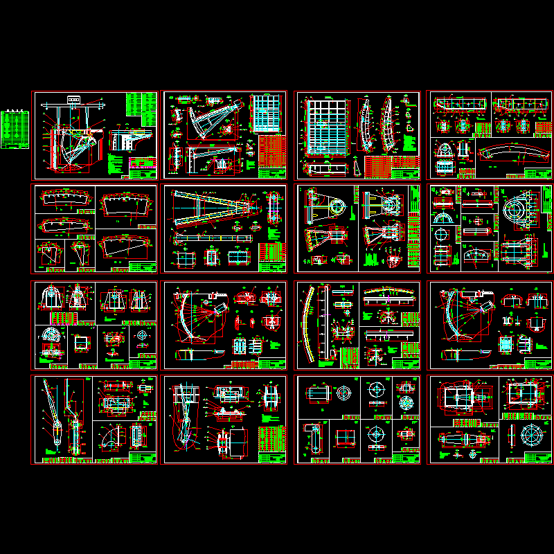 24孔20×12.5m弧门CAD施工图纸整套.dwg
