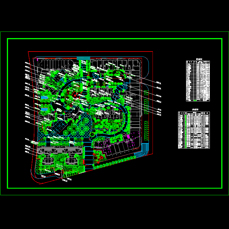 星海岸绿化CAD施工图纸(dwg)