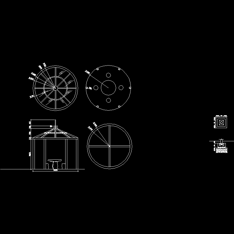 观景圆亭施工dwg格式CAD图纸