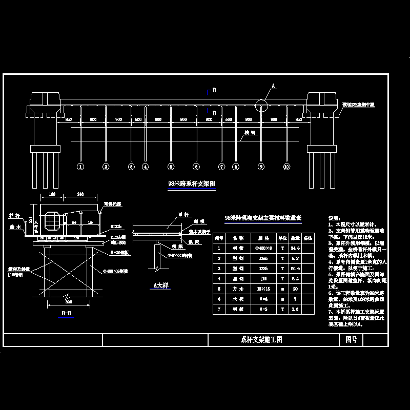 桥梁系杆支架CAD施工图纸(dwg)