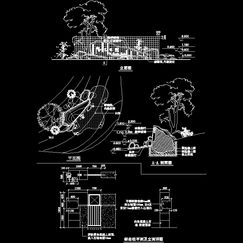 玻璃景墙施工dwg格式CAD图纸(平面图)