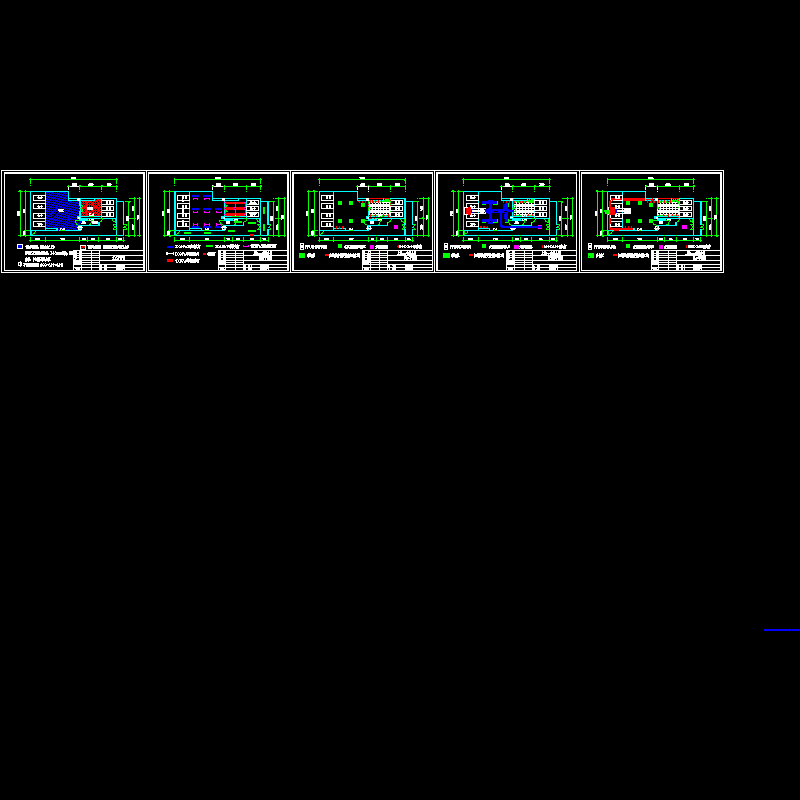 洗涤车间风口布置图（总共5页CAD图纸）(百级净化)(dwg)