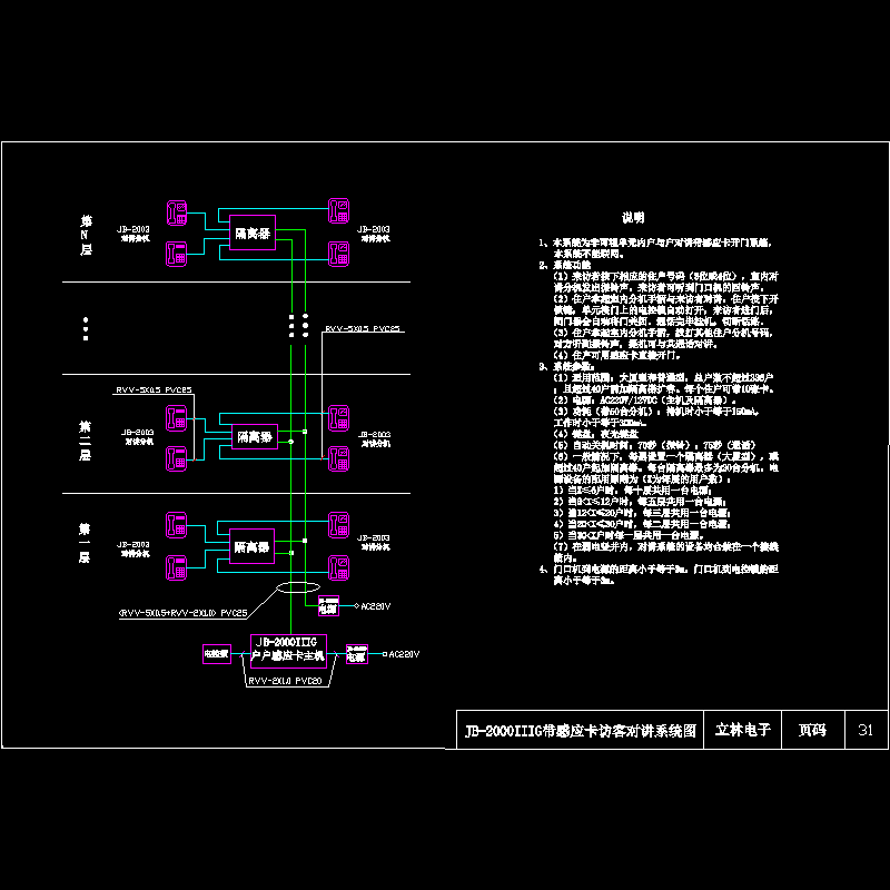 带感应卡访客对讲系统图.dwg