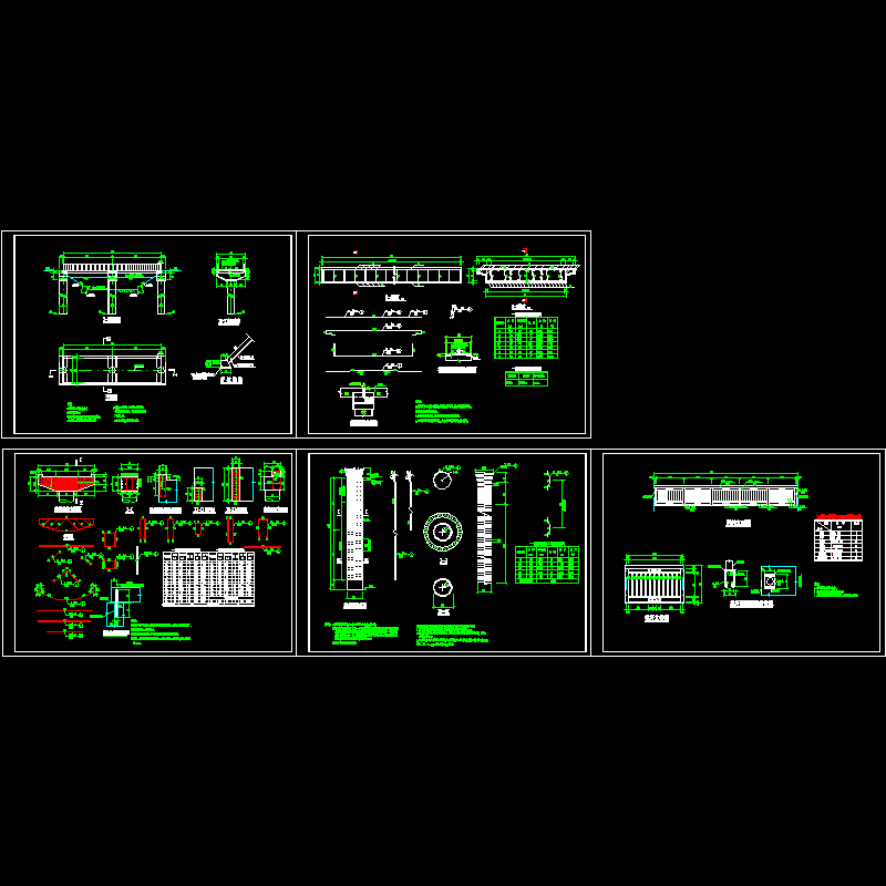 14m跨4m宽农桥施工CAD图纸(柱基础)(dwg)