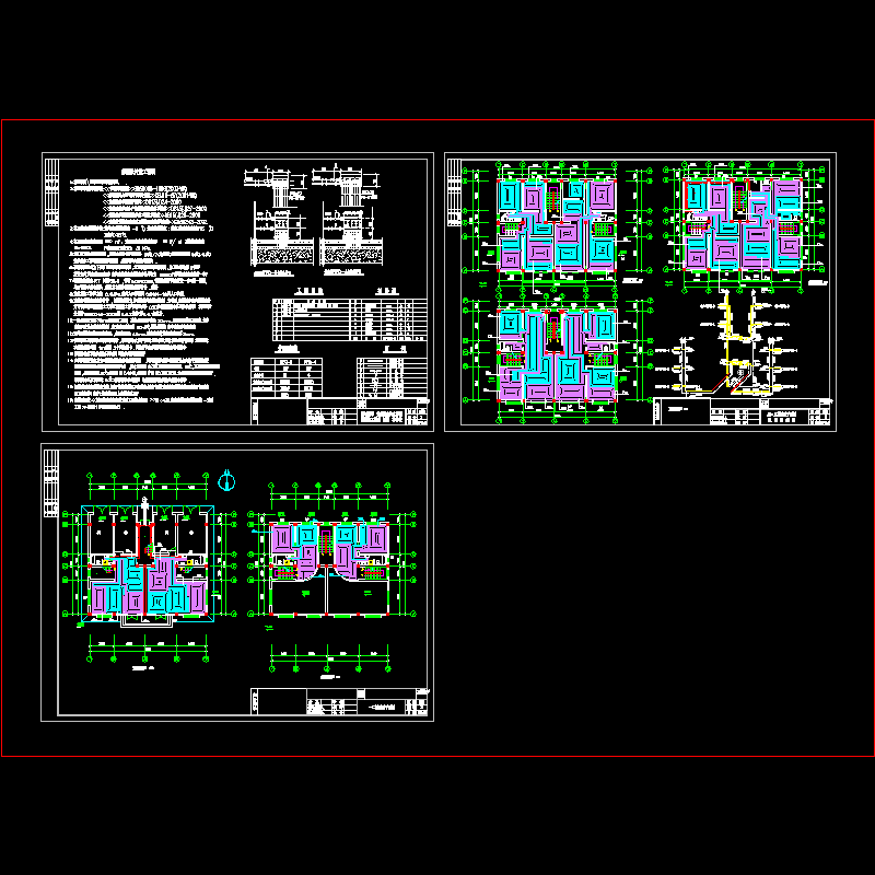 5层住宅楼低温地板辐射采暖CAD图纸(系统图)(dwg)