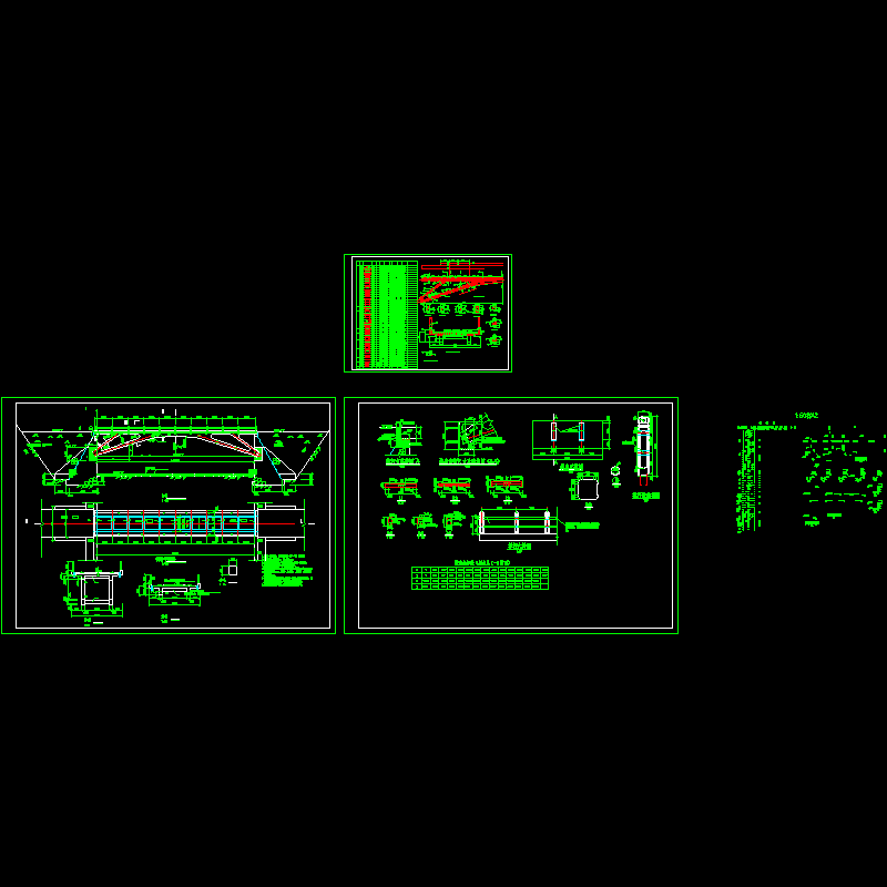 28米跨刚架拱桥CAD施工图纸(剖面图)(dwg)