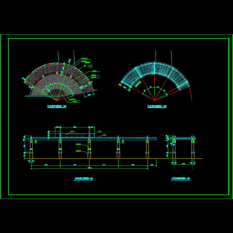 [CAD]扇形游廊建筑方案，共11张图纸.dwg