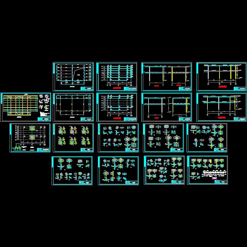 钢框架结构CAD详图纸(节点详图)(dwg)