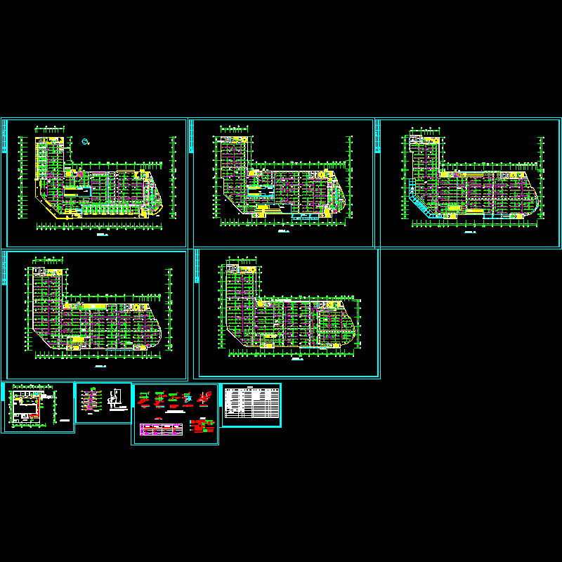 5层大型商场喷淋全套cad图纸和泵房详图