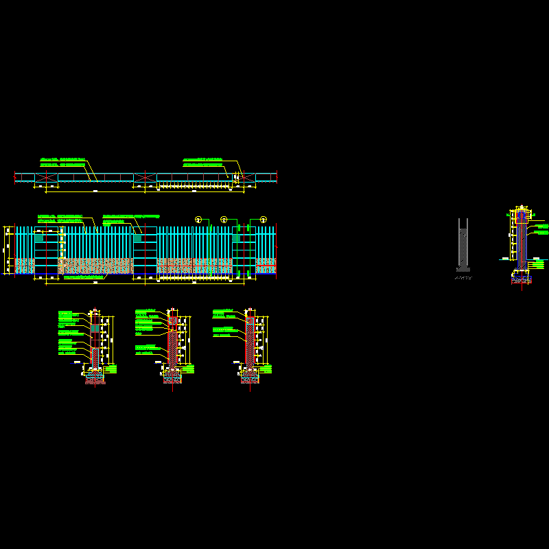 围墙CAD施工图纸节点详图纸(平面图)(dwg)