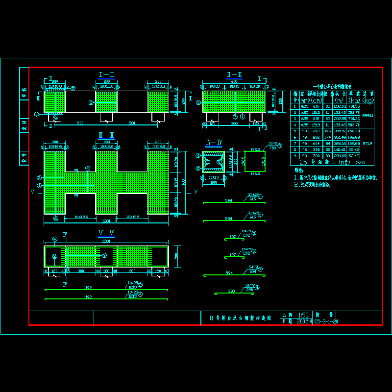 0号桥台承台钢筋构造图.dwg