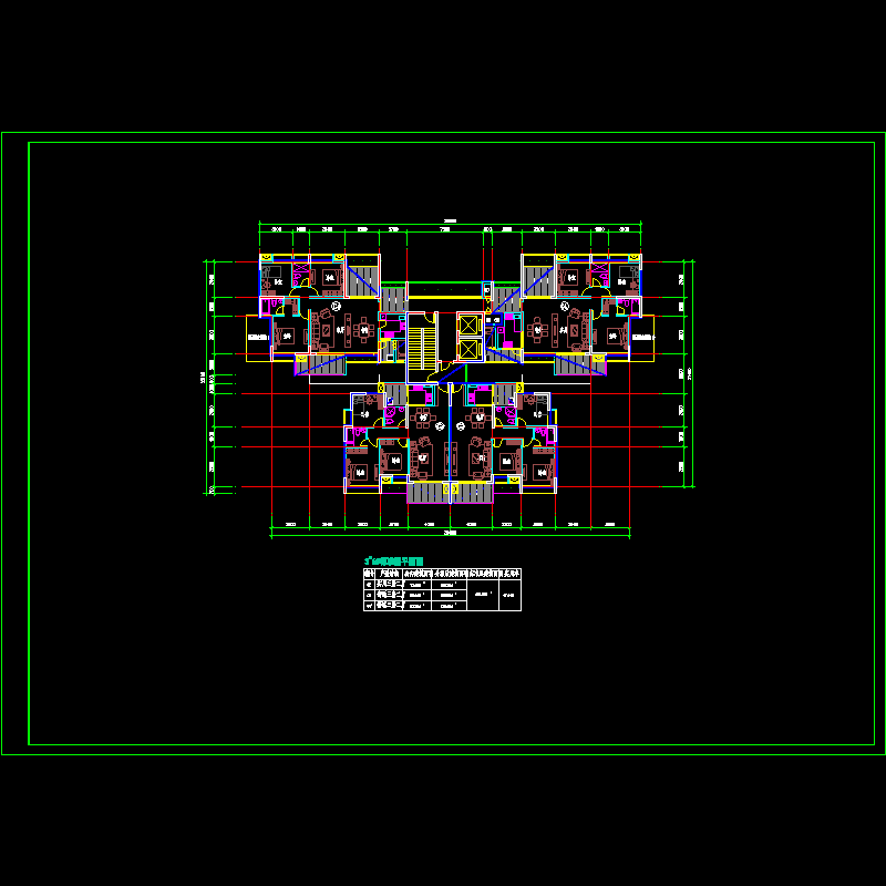 [CAD]塔式高层一梯四户户型图纸(105/105/127/128).dwg