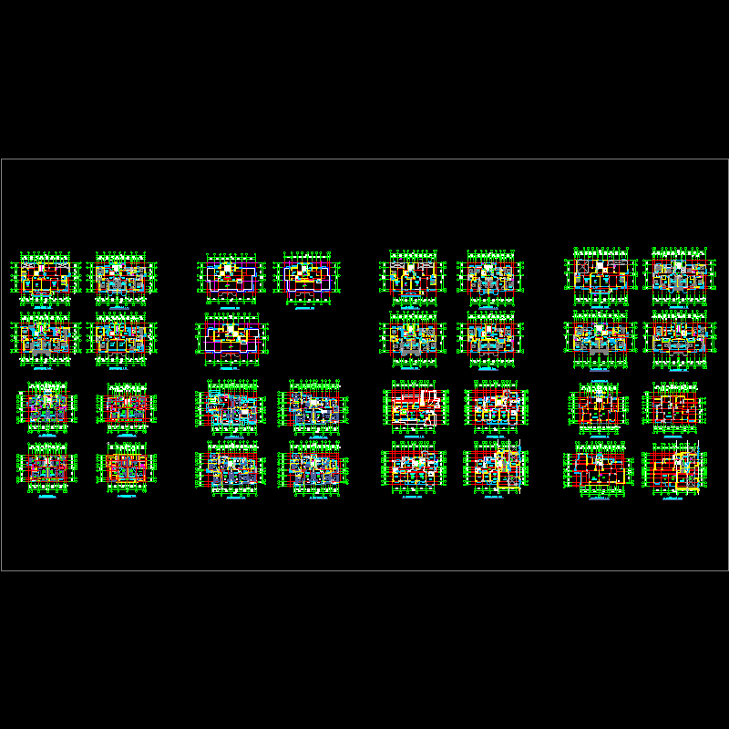 [CAD]31个板式多层、高层户型平面图纸.dwg