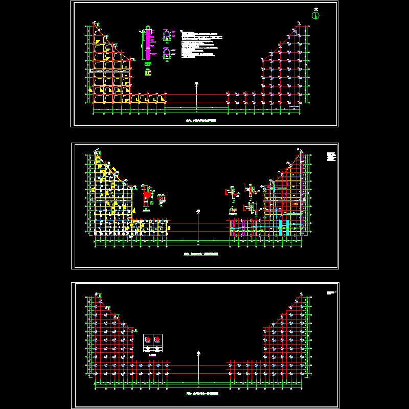 体育馆平台基础及配筋节点构造CAD详图纸.dwg