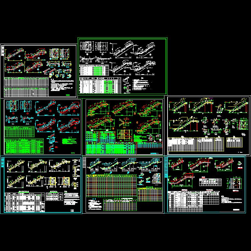楼梯表全套节点构造CAD详图纸(dwg)