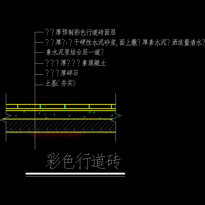 经典铺装做法-12-彩色行道砖铺地做法.dwg