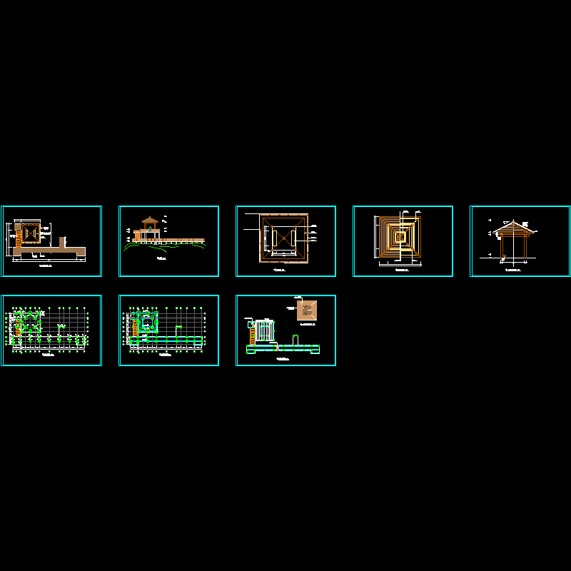 观景亭和平台施工dwg和CAD图纸(基础配筋)