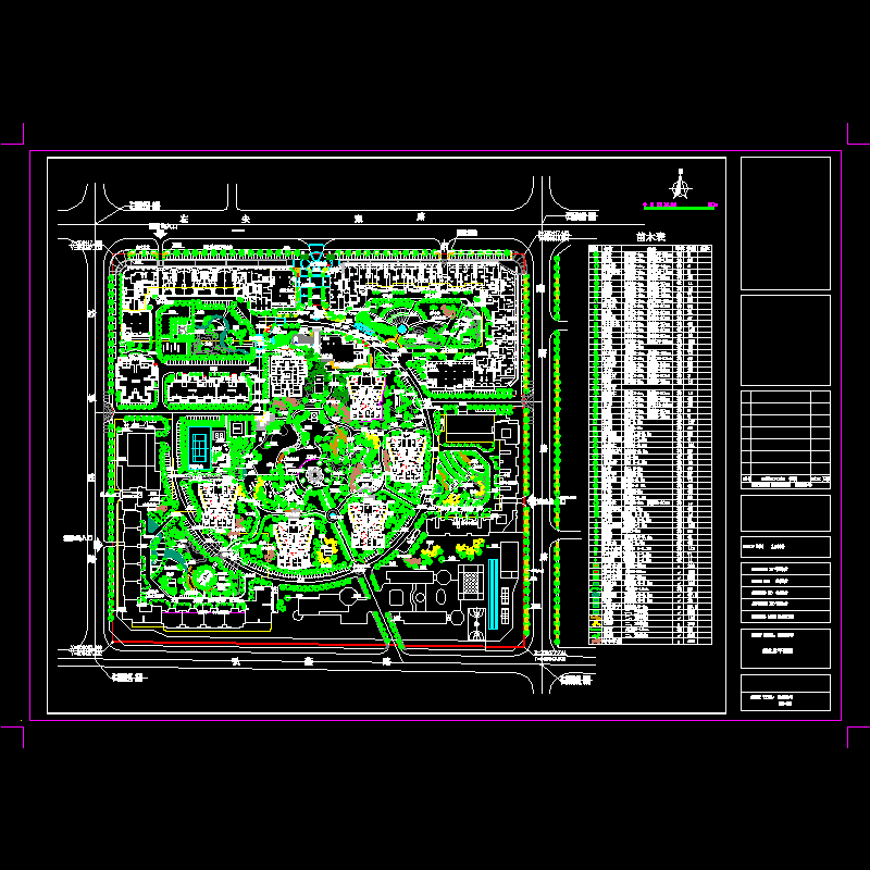 小区景观绿化配置总平面CAD图纸(dwg)