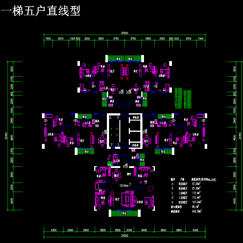 一梯五户户型图 - 1