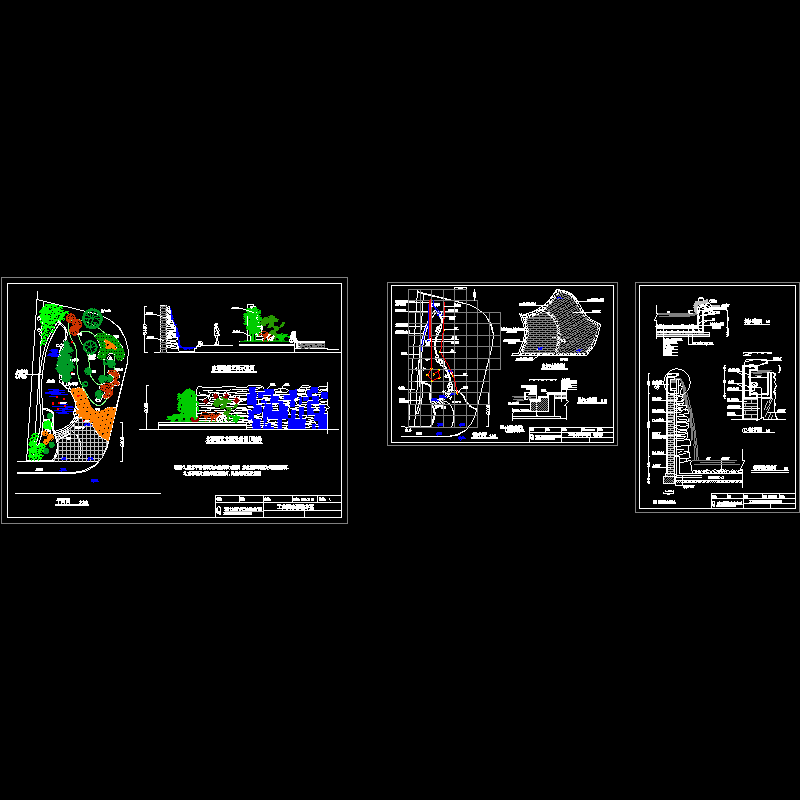 工业园水幕墙CAD详图纸(铺装详图)(dwg)