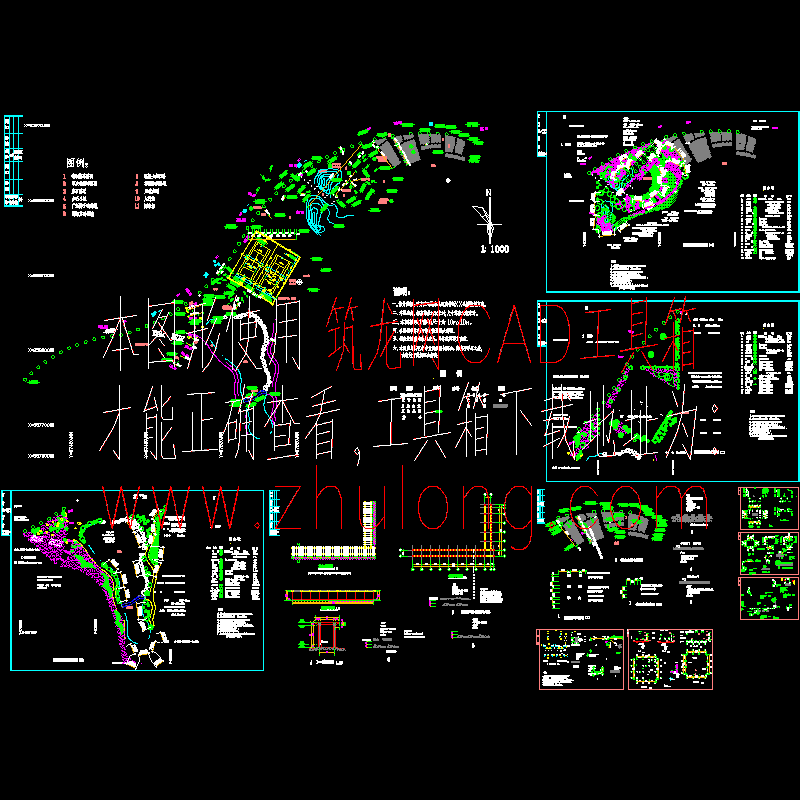 公园景观设计CAD施工图纸(总平面)(dwg)