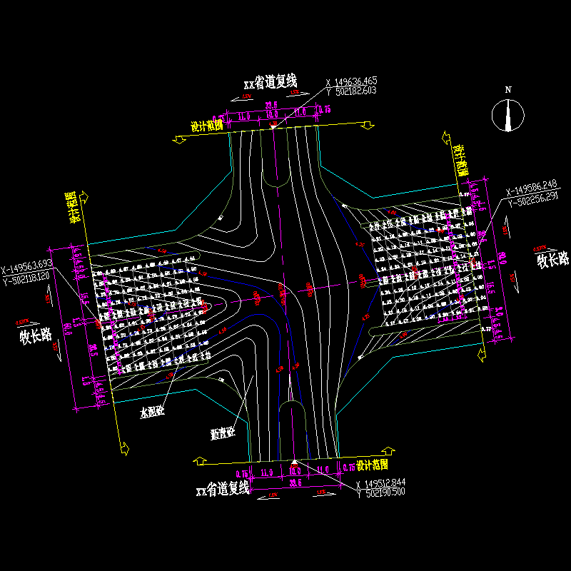 dl-96 xx省道路口竖向设计图.dwg