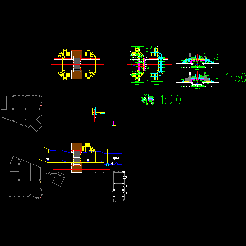 大型小区内人行桥施工大样CAD图纸(剖面详图)(dwg)